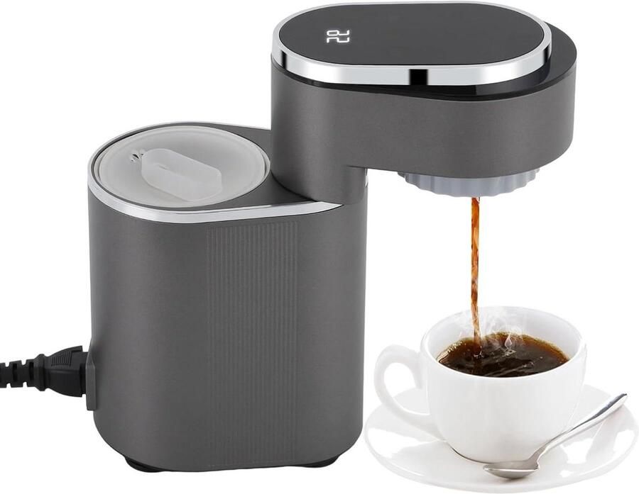 Draagbare Koffiemachine Mini Espresso Koffie Zetten Instelbare Temperatuur 150 ml Grijs