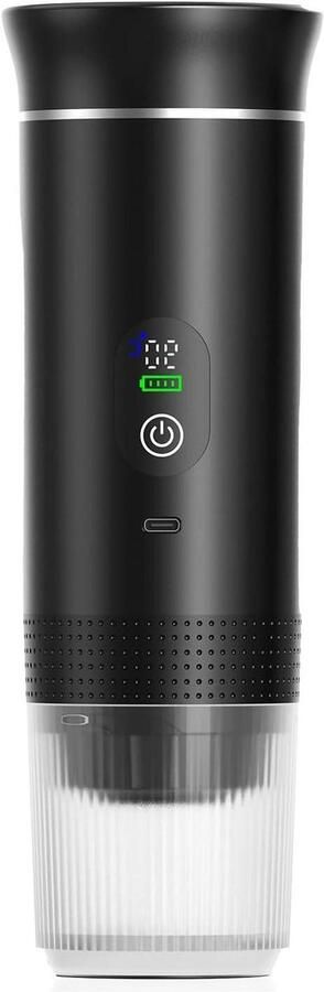 Draagbare Koffiemachine Mini Espresso Maker Onderweg Koffie Temperatuurdisplay 80ml Capaciteit Zwart