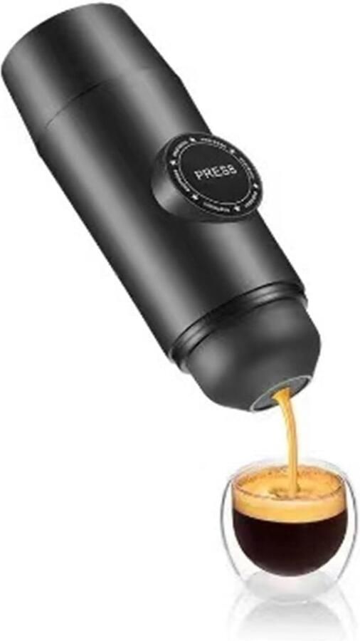Draagbare Koffiemachine Mini Espresso Maker Thuis en Onderweg Pompdruk Technologie 3-5 Kopjes Zwart