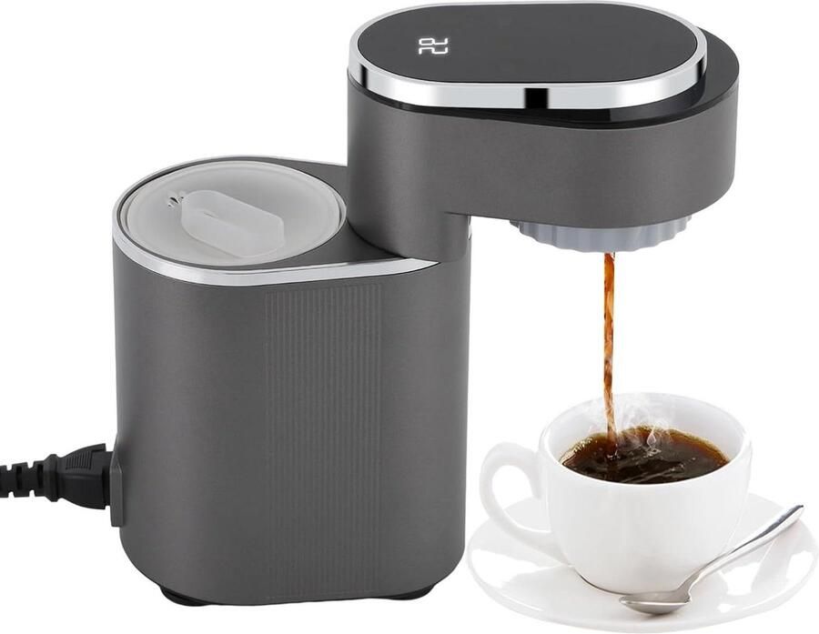 Draagbare Koffiemachine Mini Espressomachine Koffie Zetten Onderweg Instelbare Temperatuur 150 ml Grijs