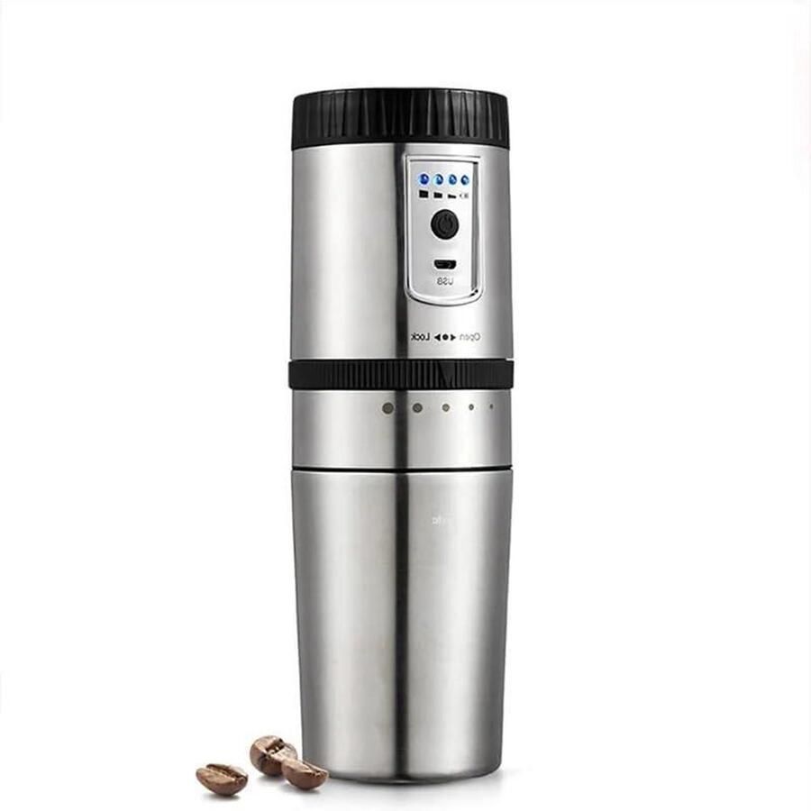 Draagbare Koffiemachine Mini Espressomaker Koffie Zetten Onderweg Keramische Kernmaler 100 Milliliter Zilver
