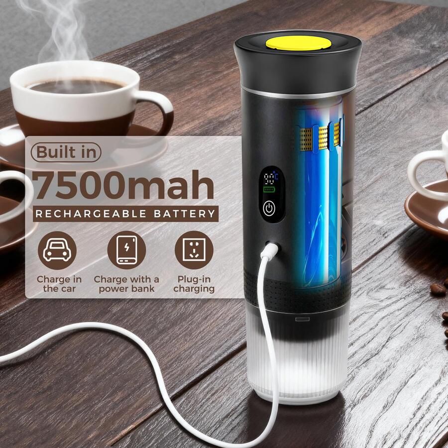 Draagbare Koffiemaker 3-in-1 met Digitaal Display Espresso voor Thuis en Reizen