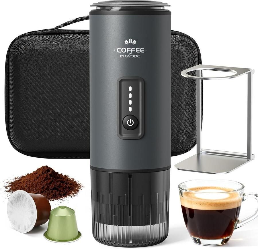 Draagbare Koffiemaker Espresso Apparaat Koffie Maken Zelfverwarmend 3-in-1 50 ml Grijs