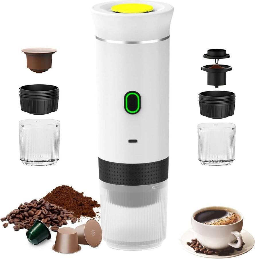Draagbare Koffiemaker Espresso Machine Koffie Maken 3-in-1 Functionaliteit 60 Centiliter Wit