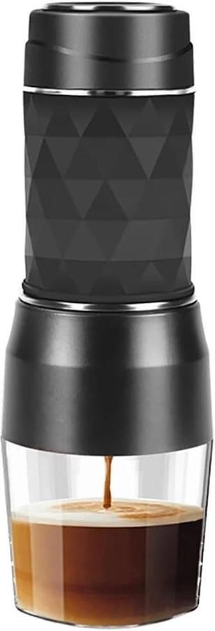 Draagbaar Koffiezetapparaat Mini Koffiemaker Reizen en Kamperen Handpers Extractie 100 ml Capaciteit Zwart