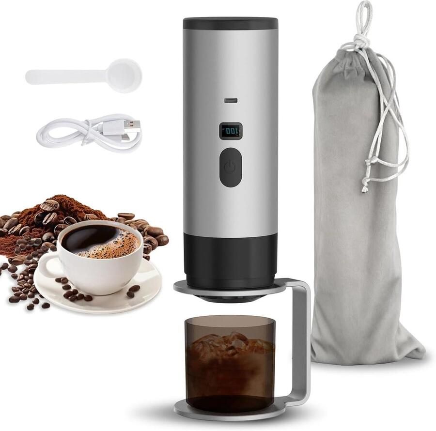 Draagbare Koffiemaker Mini Espresso Koffie Maken 3-in-1 Werking 120 ml min Stergrijs