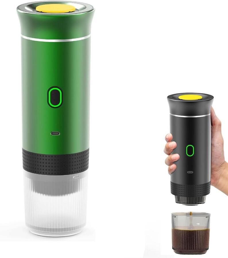 Draagbare Koffiemaker Mini Espresso Onderweg Genieten 3-in-1 Compatibiliteit 60 ml Groen