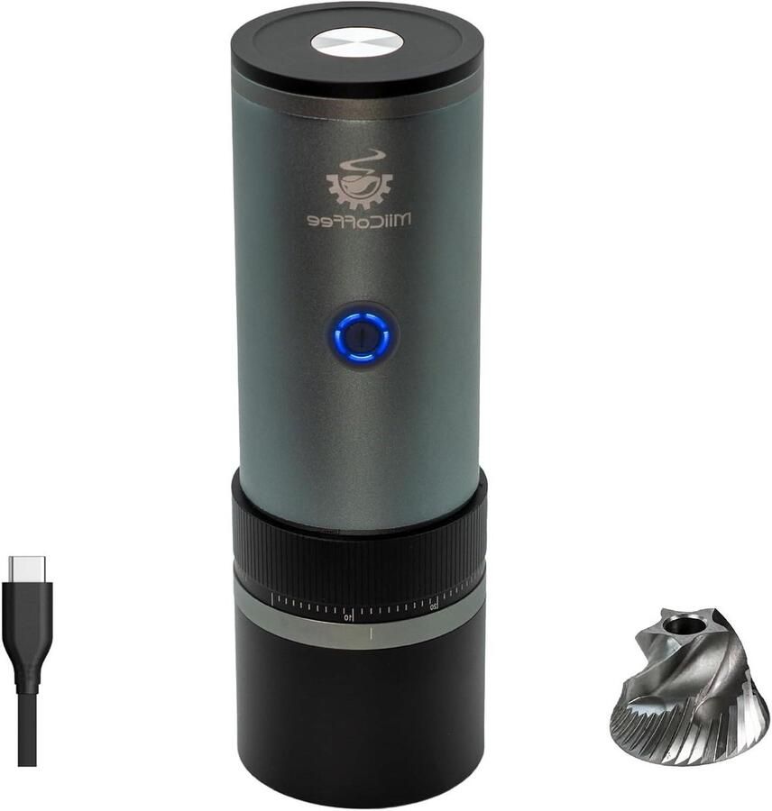 Draagbare Koffiemolen Elektrische Molen Verse Koffie Zetten Roestvrijstalen Braam 30 Gram Grijs