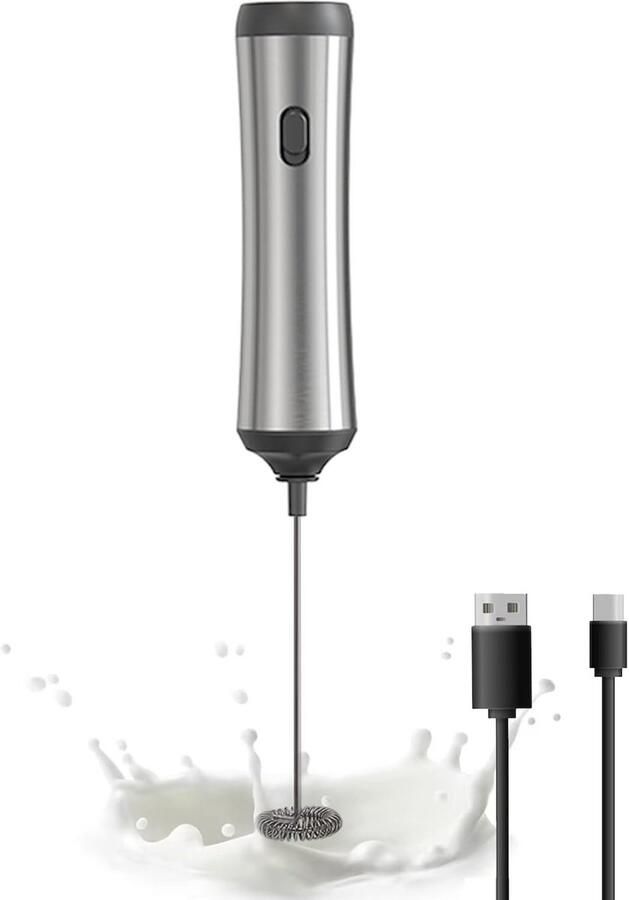 Draagbare Koffieopschuimer Handmelkopschuimer USB Romig Schuim Maken Dubbele Garde Opties 400 Milliliter Zilver