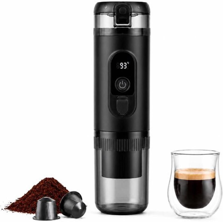 Draagbare koffiezetapparaat espressomachine 2-in-1 oplaadbaar zelfverwarmend compatibel met NS-capsules en gemalen koffie mini-koffiezetapparaat USB-C voor reizen camping auto kantoor