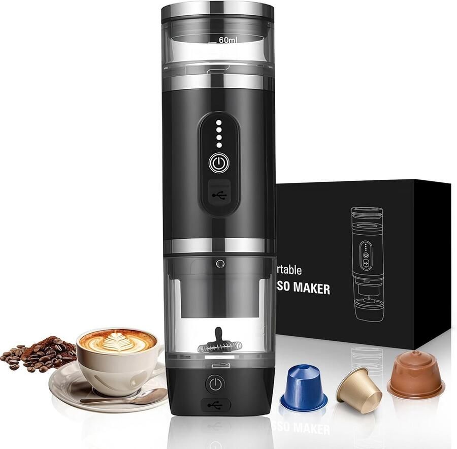 Draagbare Koffiezetapparaat met Melkopschuimer 3-in-1 Elektrisch Oplaadbaar Espressoapparaat