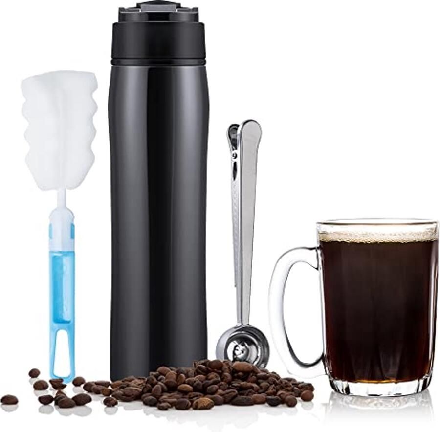 Draagbare Koffiezetapparaat voor Thuis en Reizen Roestvrij Stalen Filter en Handkoffiemolen