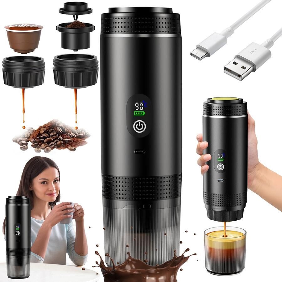 Draagbare Koffiezetter Draagbare capsule machine Capsule Koffiezetter 20 Bar Druk & 7500mAh Compatibel met Maling Voor Camping & Kantoor & Auto