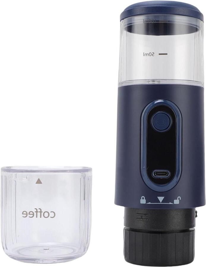 Draagbare Koffiezetter Espresso Machine Reizen en Kamperen Draadloos en Oplaadbaar 100ml Tank Donkerblauw