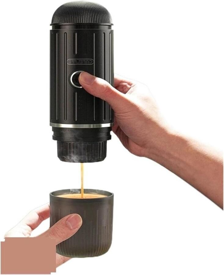 Draagbare Koffiezetter Espressoapparaat Reis Koffie Zetten Onderweg Werkt met Capsules of Poeder 100 Milliliter One Color