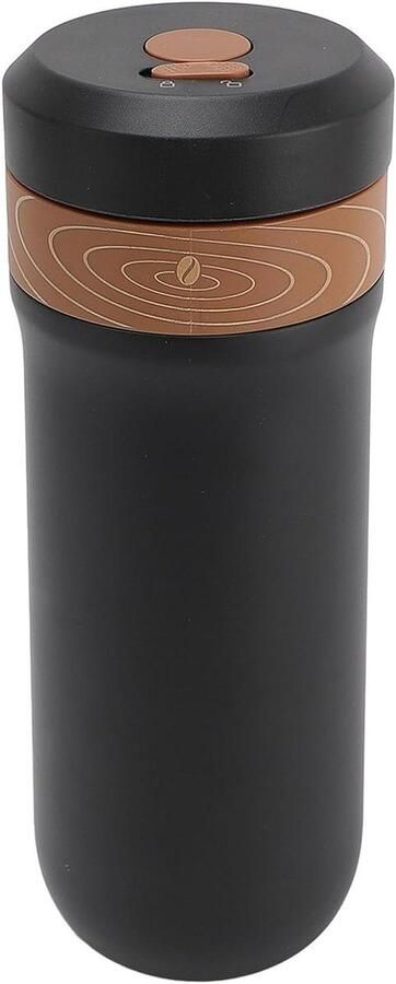 Draagbare Koffiezetter Franse Pers Koffie Maken Dubbelwandig RVS 320 ml Zwart