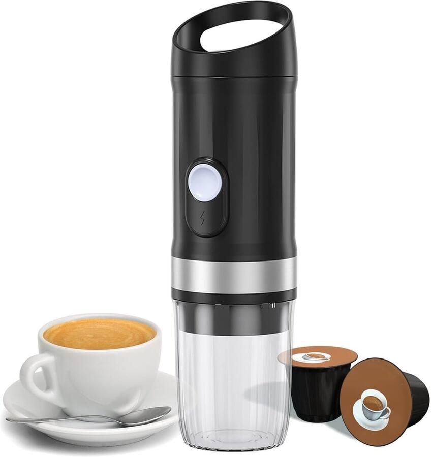 Draagbare Koffiezetter Mini Espresso Apparaat Koffie Onderweg 3-in-1 Brouwer 10x8x8 cm Zwart