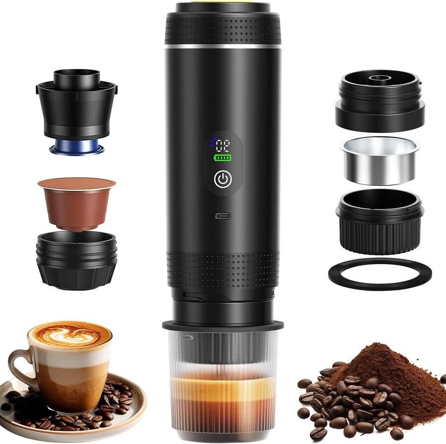 Draagbare Koffiezetter Mini Machine Koffie Maken 3-in-1 Functionaliteit 80 ml Zwart