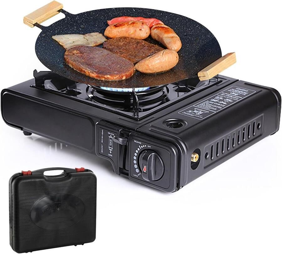 Draagbare Kookplaat Compact Fornuis Outdoor Koken Dubbele Energie Modus 38x33x12 cm Zilver
