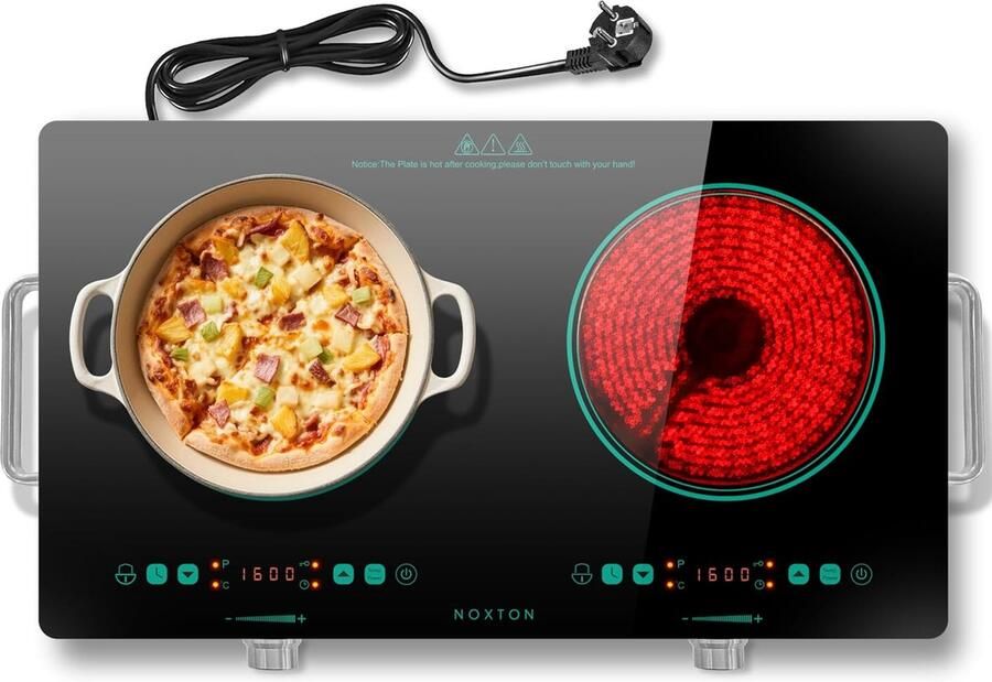 Draagbare Kookplaat Elektrische Kookplaat Flexibel Koken Twee Zones 52 x 29.5 cm Mintgroen