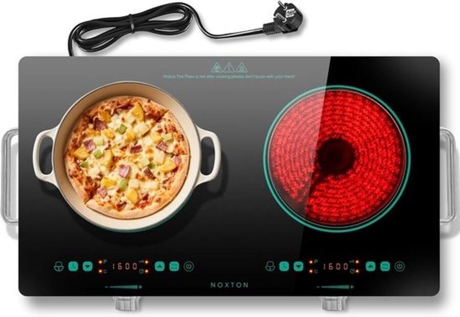 Draagbare kookplaat elektrisch fornuis voor flexibel koken met timerfunctie 52 x 29.5 cm mintgroen