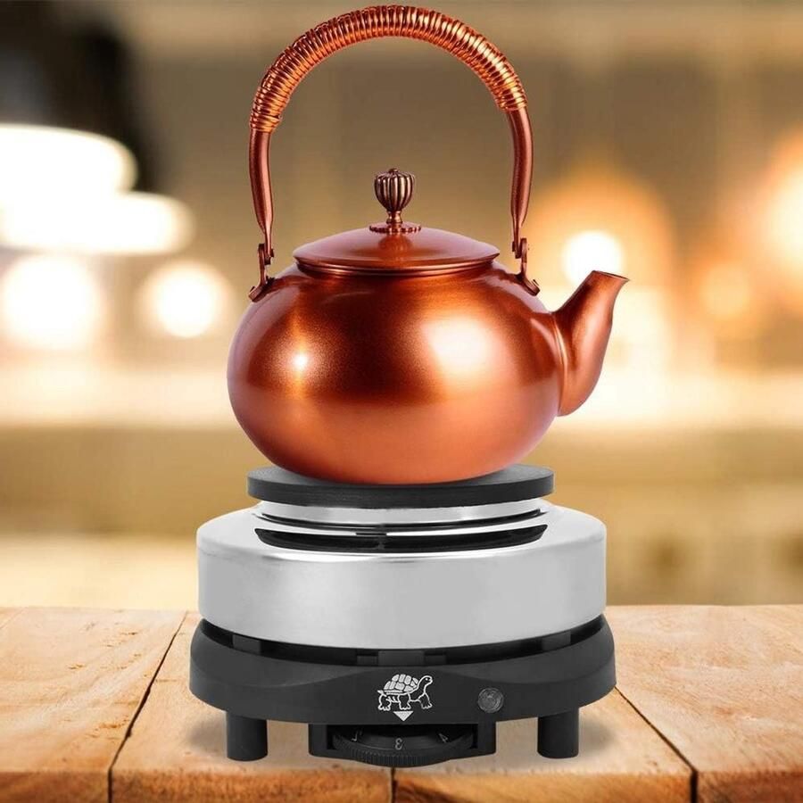 Draagbare Kookplaat Mini Fornuis Verwarming Koffie Thee Zetten Instelbare Temperatuur Zilver