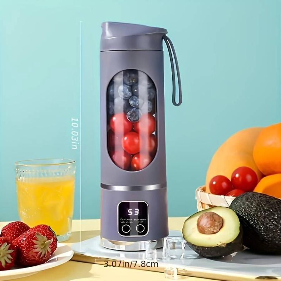 Draagbare krachtige blender voor het maken van smoothies en milkshakes. Een krachtige oplaadbare USB-blender met 12 messen een inhoud van 450 ml en een mini-sapcentrifuge perfect voor op kantoor op reis en in de sportschool – Paars