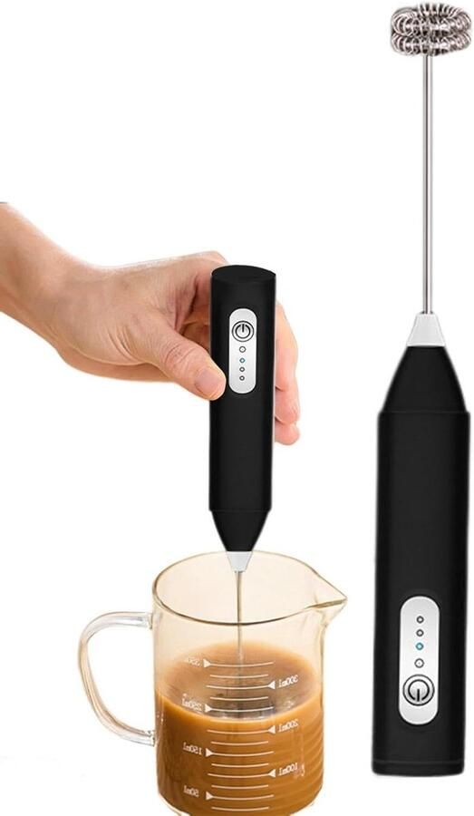 Draagbare Melkopschuimer Elektrische Mixer Dranken Bereiden 3 Snelheden Instelbaar 22.5 cm Hoog Zwart