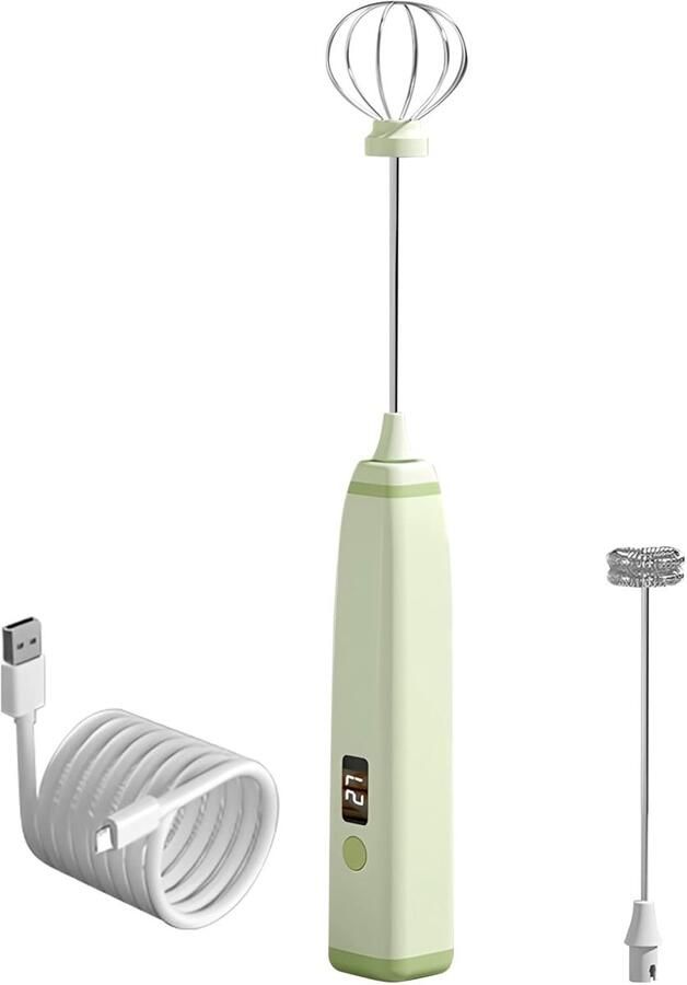 Draagbare Melkopschuimer Elektrische Mixer Dranken Bereiden Drie Snelheden Compact Formaat Zwart