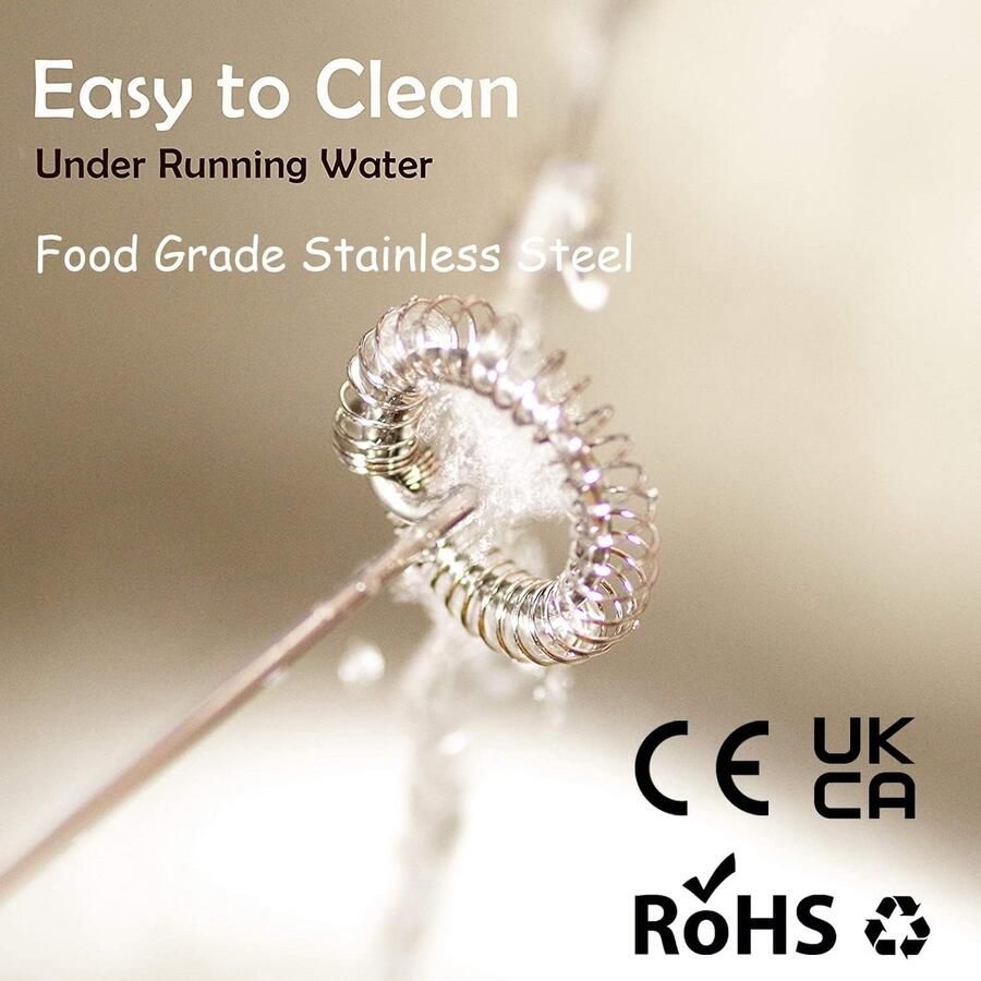 Draagbare melkopschuimer met roestvrijstalen garde voor koffie latte cappuccino en warme chocolademelk