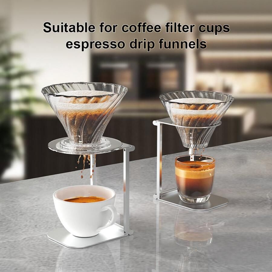 Draagbare metalen accessoires voor koffiemachines Koffiemachinestandaard Filterhouder voor koffiemachine Filterhouder voor filterkoffie Lichtgewicht accessoires voor koffiemachines voor buiten Zilveren koffiestandaard