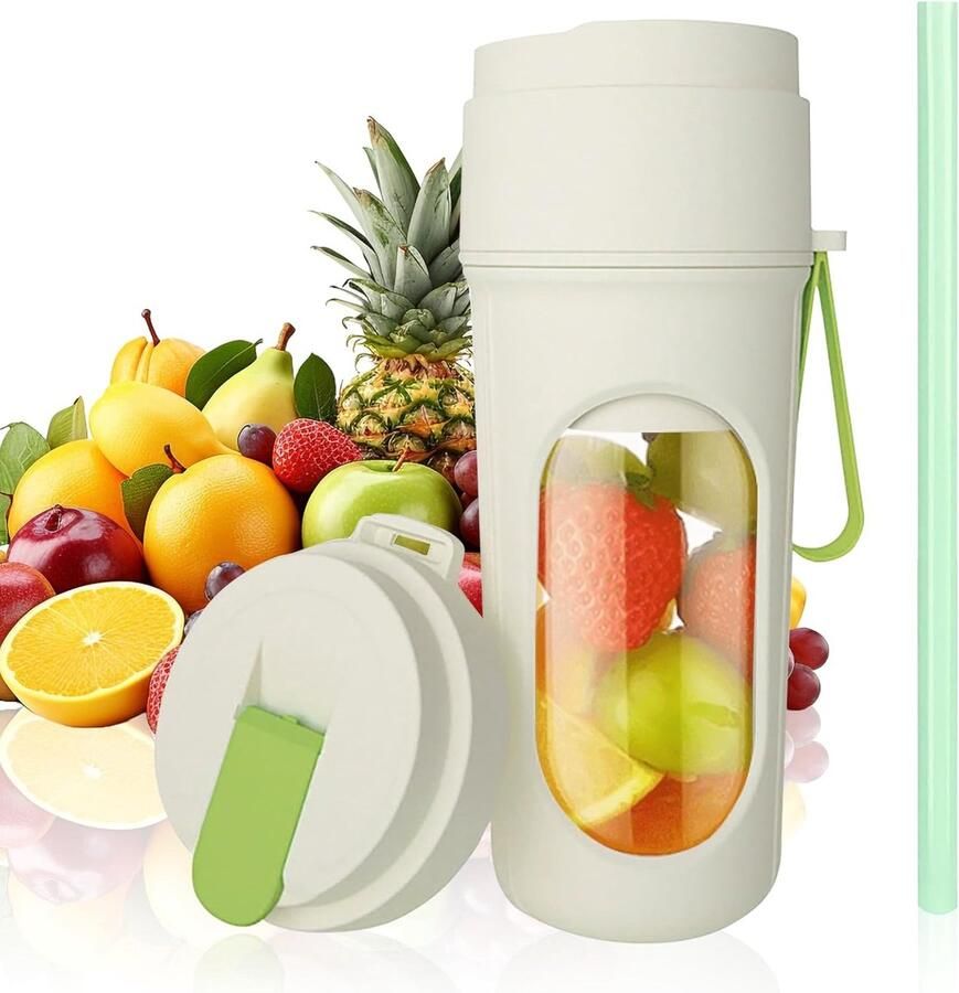 Draagbare milkshake-maker 450 ml draagbare blender met 12 roestvrijstalen messen mini milkshake-blender kleine USB-standblender geschikt voor de sportschool kantoor camping en reizen (1500 mAh groen)