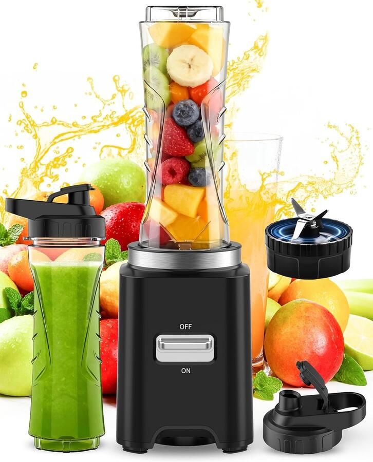 Draagbare Mini Blender 500W met 2x 600ml Tritan Flessen Krachtige Smoothie Maker