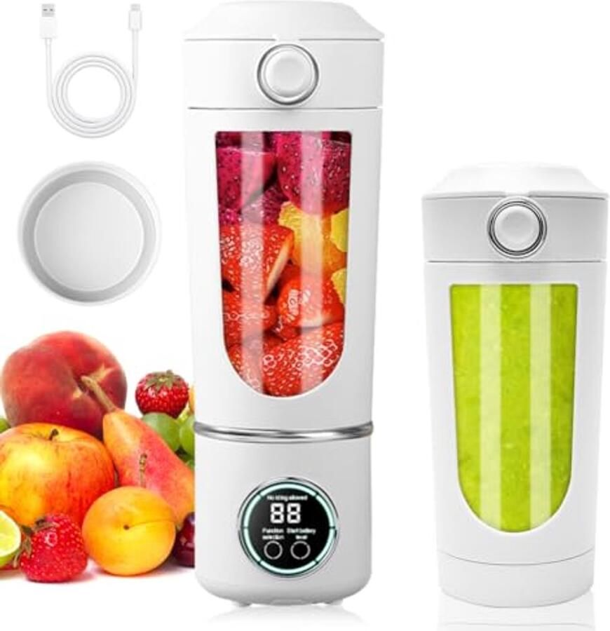 Draagbare Mini Blender voor Smoothies 700 ml met Digitaal Display en 12 Roestvrijstalen Messen