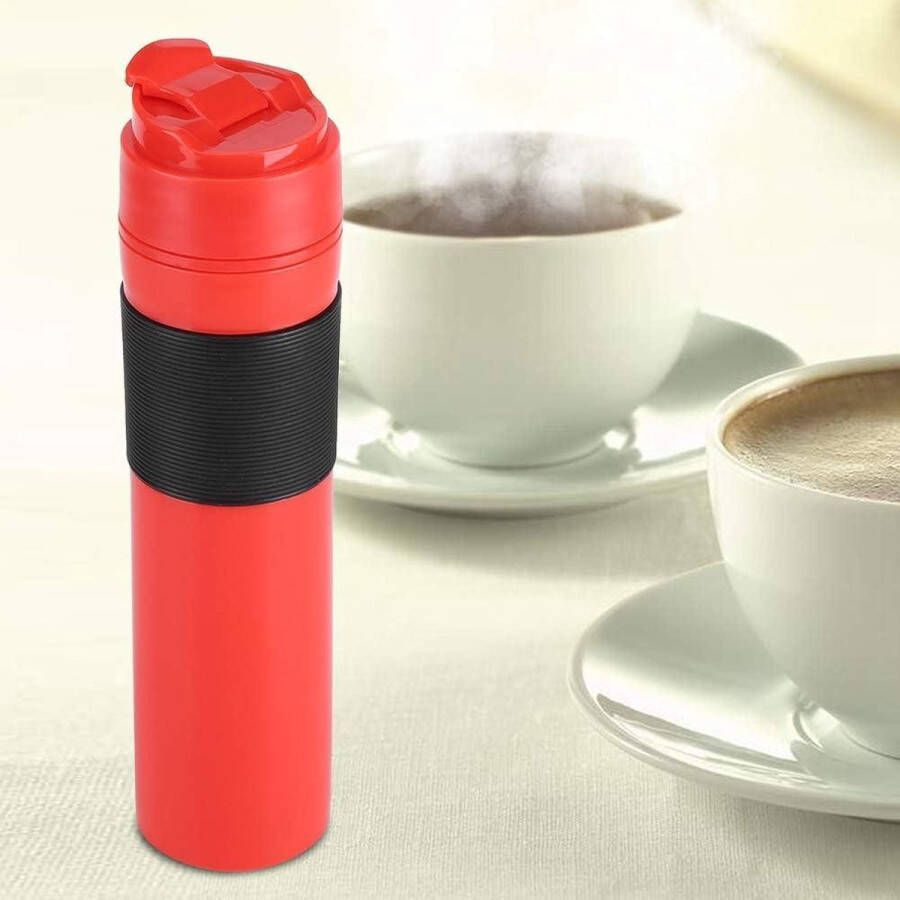 Draagbare mini espressomachine Handheld druk cafeïne espressomachine Compacte handmatige koffiemachine voor thuiskantoor Rood