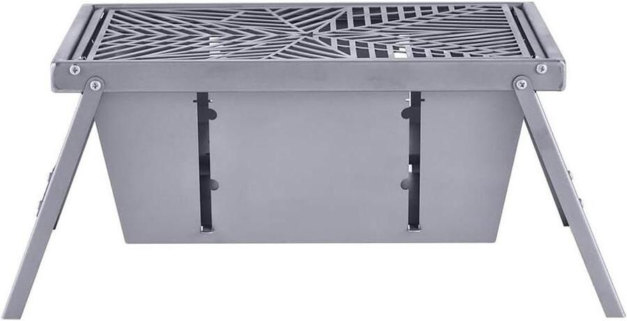 Draagbare Mini Grill Opvouwbare BBQ Outdoor Koken Roestbestendig Ontwerp 32 x 21 cm Zilver