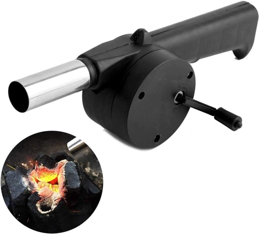 Draagbare Mini Hand Crank BBQ Ventilator voor Snelle Aanmaak van Vuur bij Kamperen Picknicken en Barbecueën met Houtskool Grills en Kookaccessoires