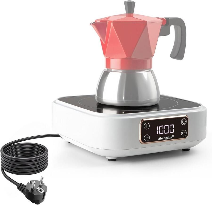 Draagbare Mini Inductiekookplaat 1000W met 7 Warmtestanden voor Camping en Kleine Keukens