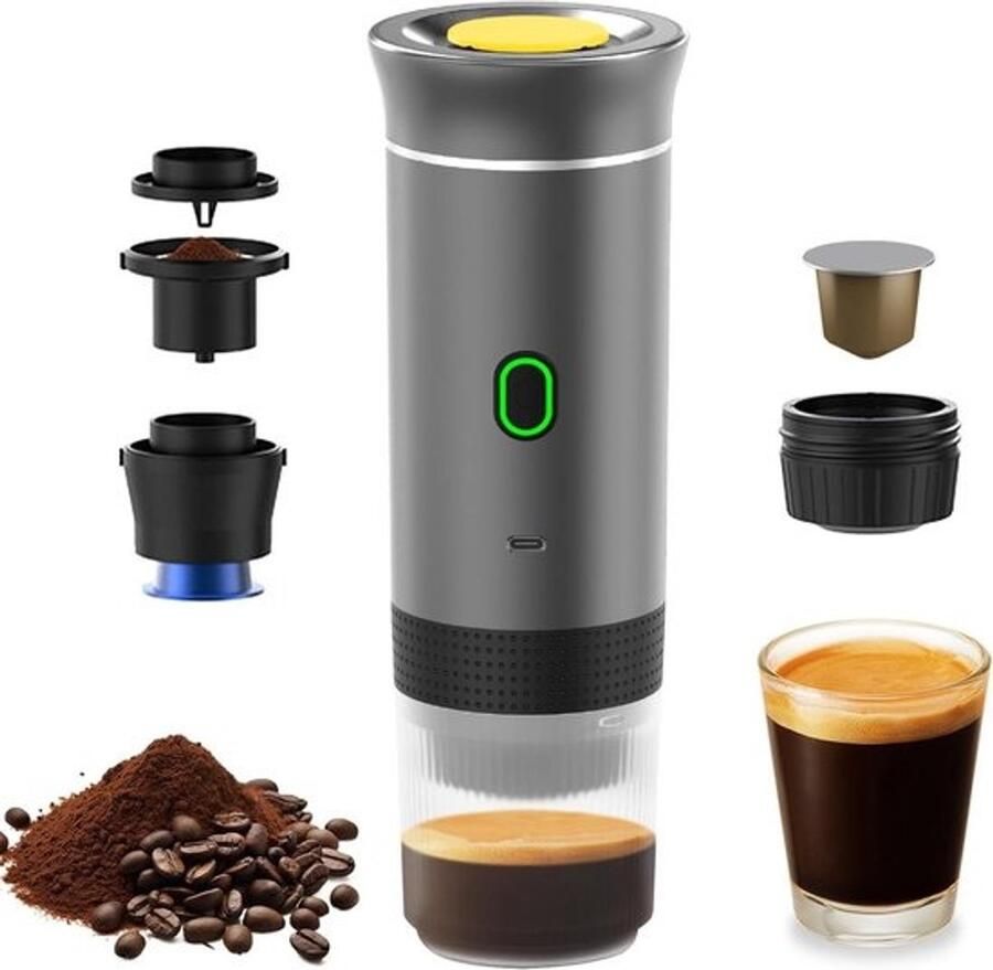 Draagbare Mini Koffiezetapparaat voor Auto en Thuis 3-in-1 Draadloos