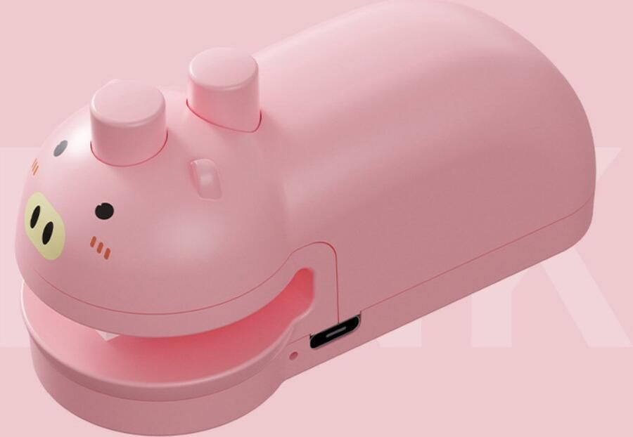 Draagbare mini magnetische thermische zakjessluiting handmatige sealer met speels design compacte zakdichter voor keukenopslag snacksverpakking en op reis（roze）