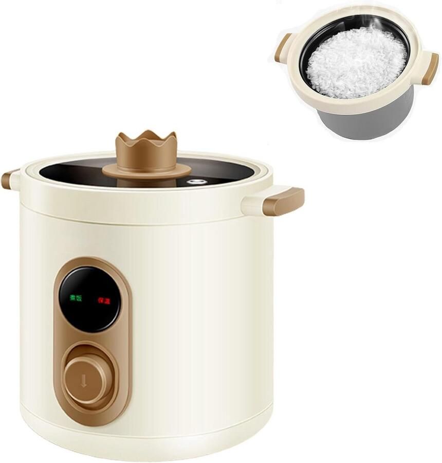 Draagbare Mini Rijstkoker 1.2L 2L voor 1-2 Personen met Warmhoudfunctie