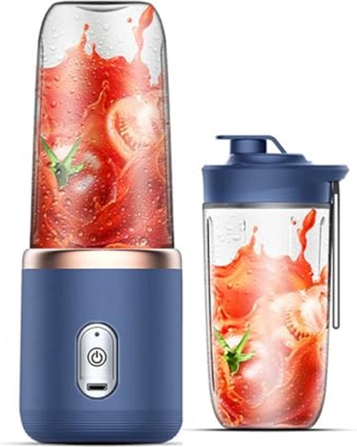Draagbare Mini-Sapcentrifuge voor Smoothies Oplaadbaar en USB 6 Messen Ideaal voor Reizen en Sport