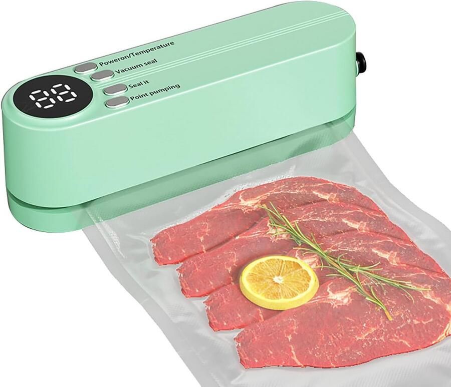 Draagbare Mini Vacumeerapparaat voor Voedselbewaring Inclusief Zakken en Opblaasadapter