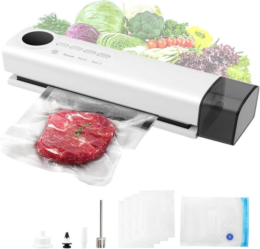 Draagbare Mini Vacuümpomp & Folie Verzegelaar 3-in-1 Oplaadbaar voor Voedselconservering