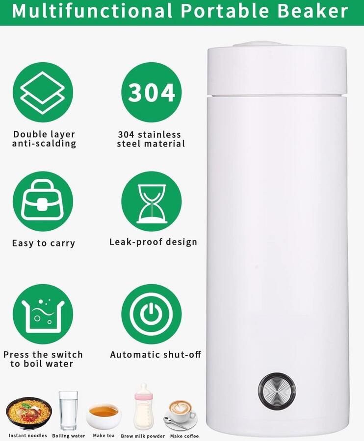 Draagbare Mini Waterkoker 450 ml Elektrische Reiswaterkoker met Gratis Onderzetters