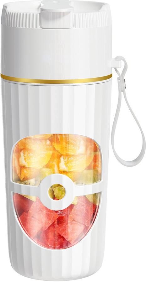 Draagbare mixer draadloze smoothiemaker to-go elektrische mini-sapcentrifuge 450 ml USB-C-aansluiting oplaadbaar blender glas + PP 6 scherpe roestvrijstalen messen staande mixer voor onderweg