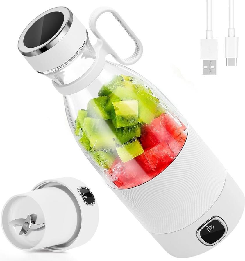Draagbare Mixer Lichtwit Persoonlijke Blender met 3000 mAh USB Oplaadbare Mixerfles Voor Shakes en Smoothies