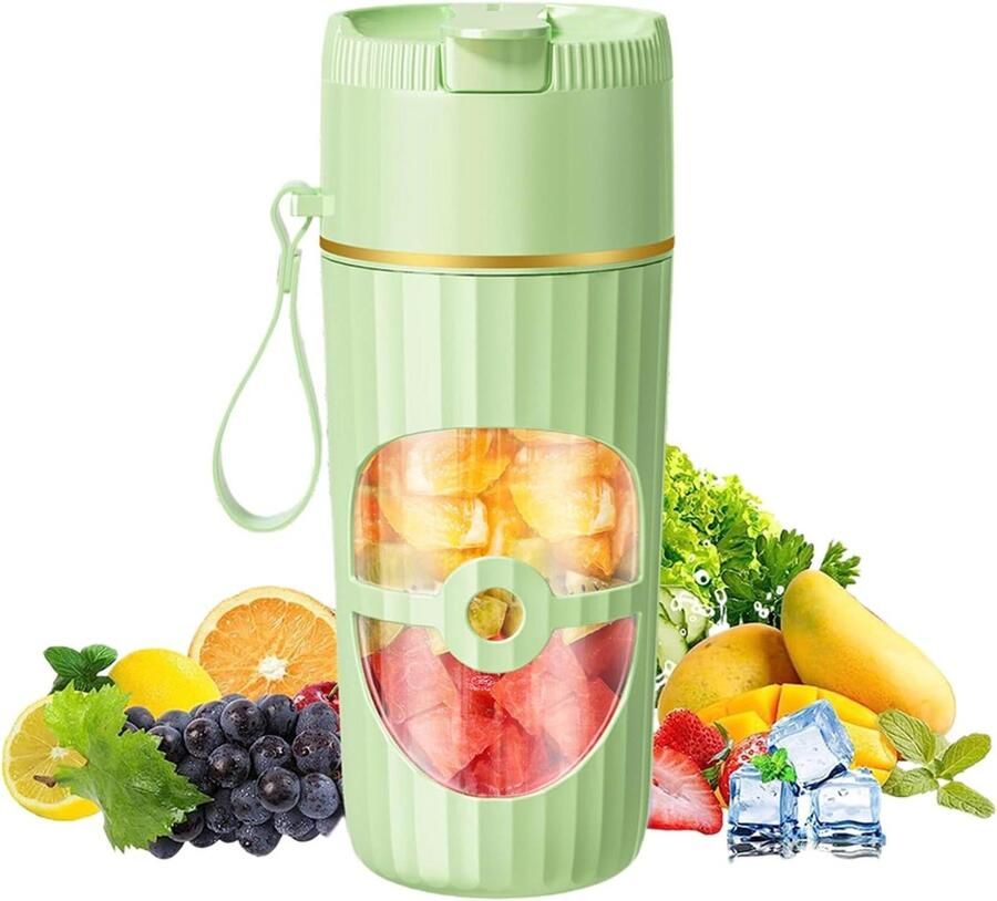 Draagbare Mixer Mini Blender Gezonde Dranken Maken 10 Roestvrijstalen Messen 400 ml Groen