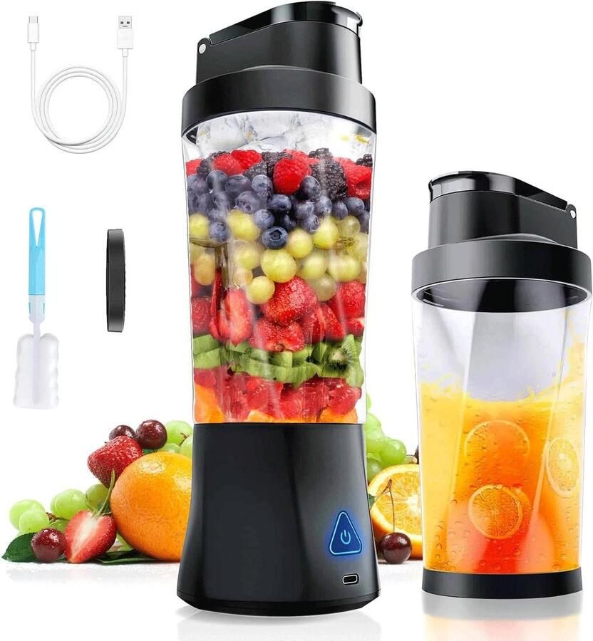 Draagbare mixer Persoonlijke blender Gezonde drankjes maken 6 roestvrijstalen messen 700 ml Zwart