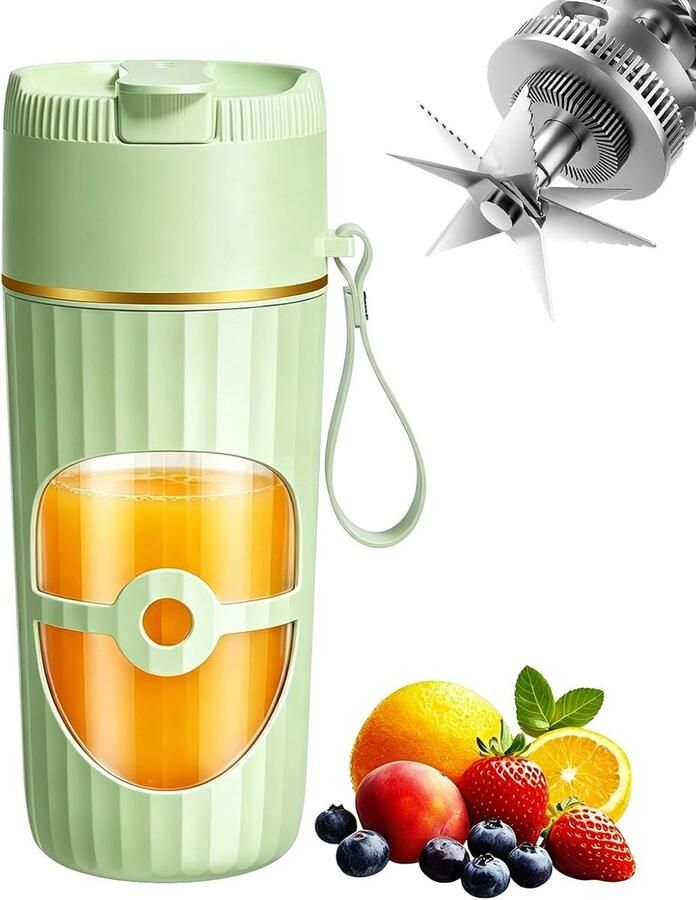 Draagbare mixer Smoothiemaker USB Gezonde dranken maken 10 roestvrijstalen messen 400 ml Groen